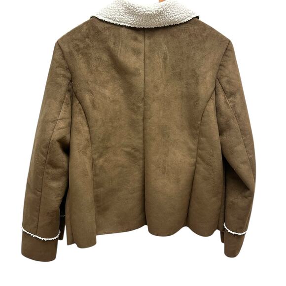 Chico's 1 (US M) Brown Faux Fur Suede Jacket Coat Boho Western Fall Layering - Picture 5 of 7